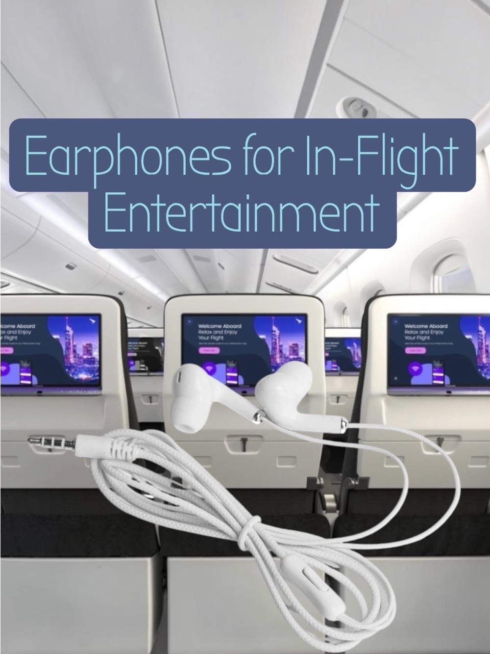 $3 Add-on | White Travel Earbuds - Compatible In-Flight and Portable Audio